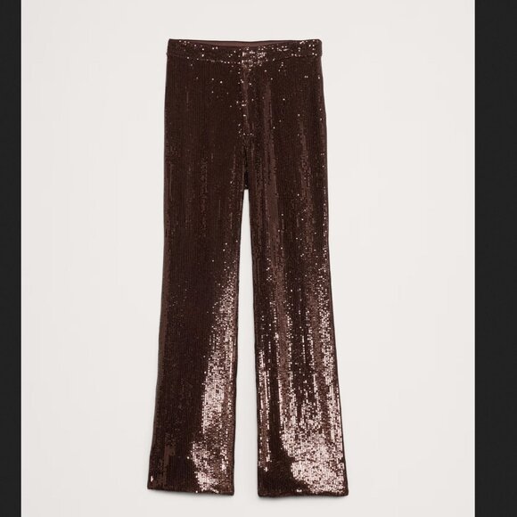 *BNWT* Banana Republic High-Rise Wide-Leg Sequin Pant- chocolate ganache- Size 0
